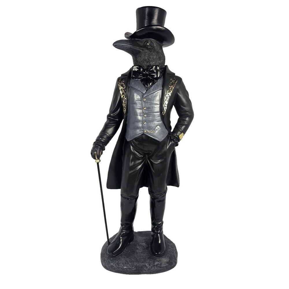 Hallow's Eve Raven Gentleman LED Light Up Eyes Halloween Figurine 20 Inch